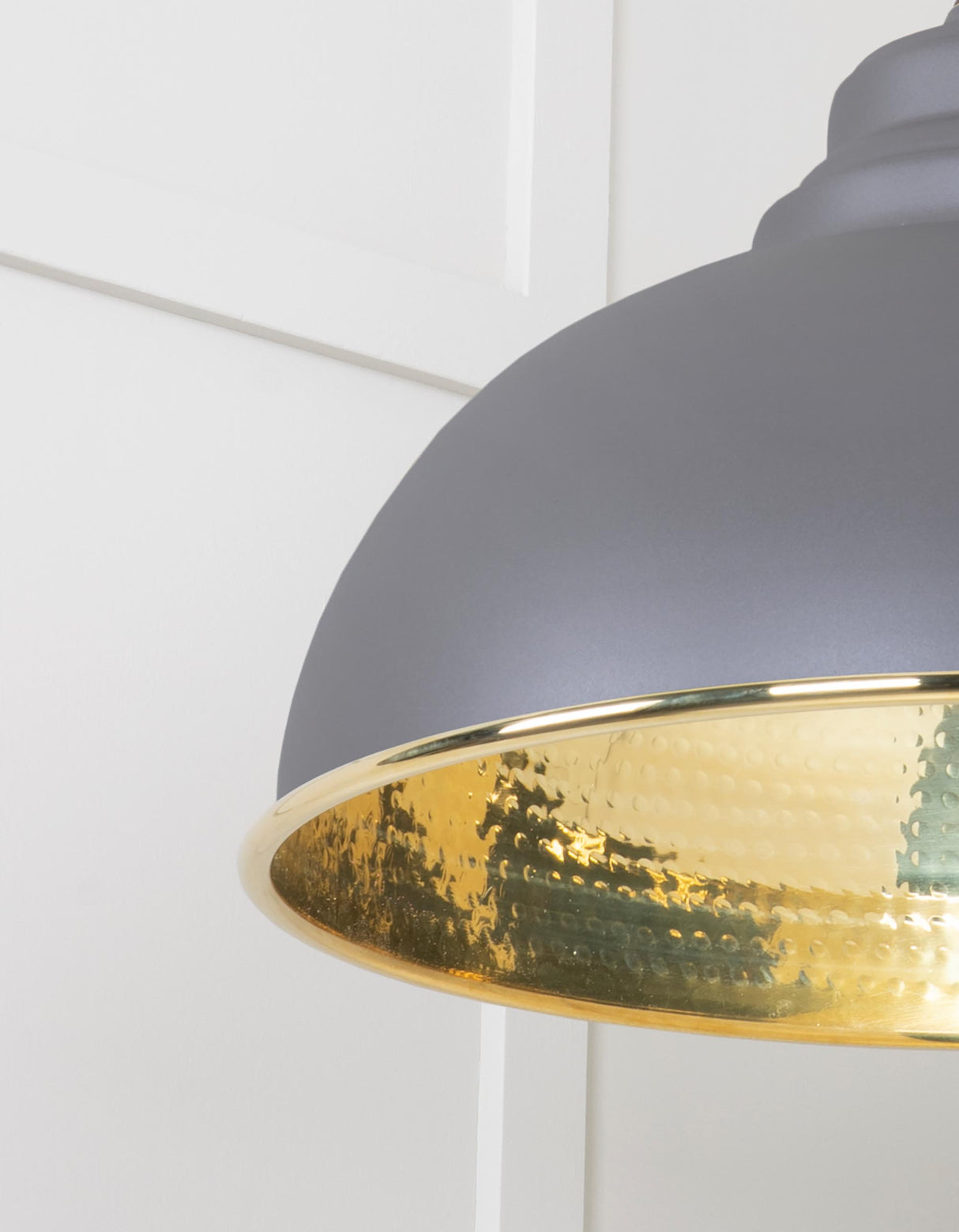 From The Anvil - Hammered Brass Harborne Pendant in Bluff | Sku. 49521BL | Trade Door Handles.