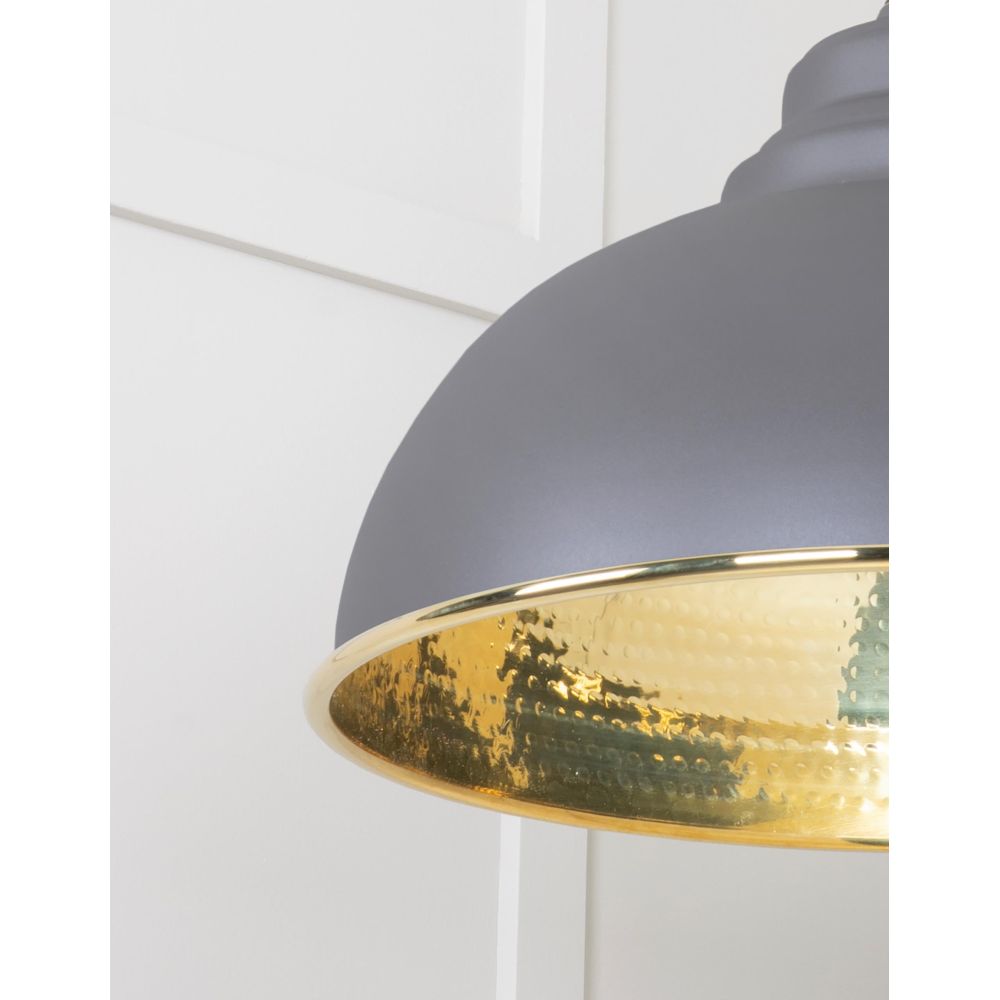 From The Anvil - Hammered Brass Harborne Pendant in Bluff | Sku. 49521BL | Trade Door Handles.