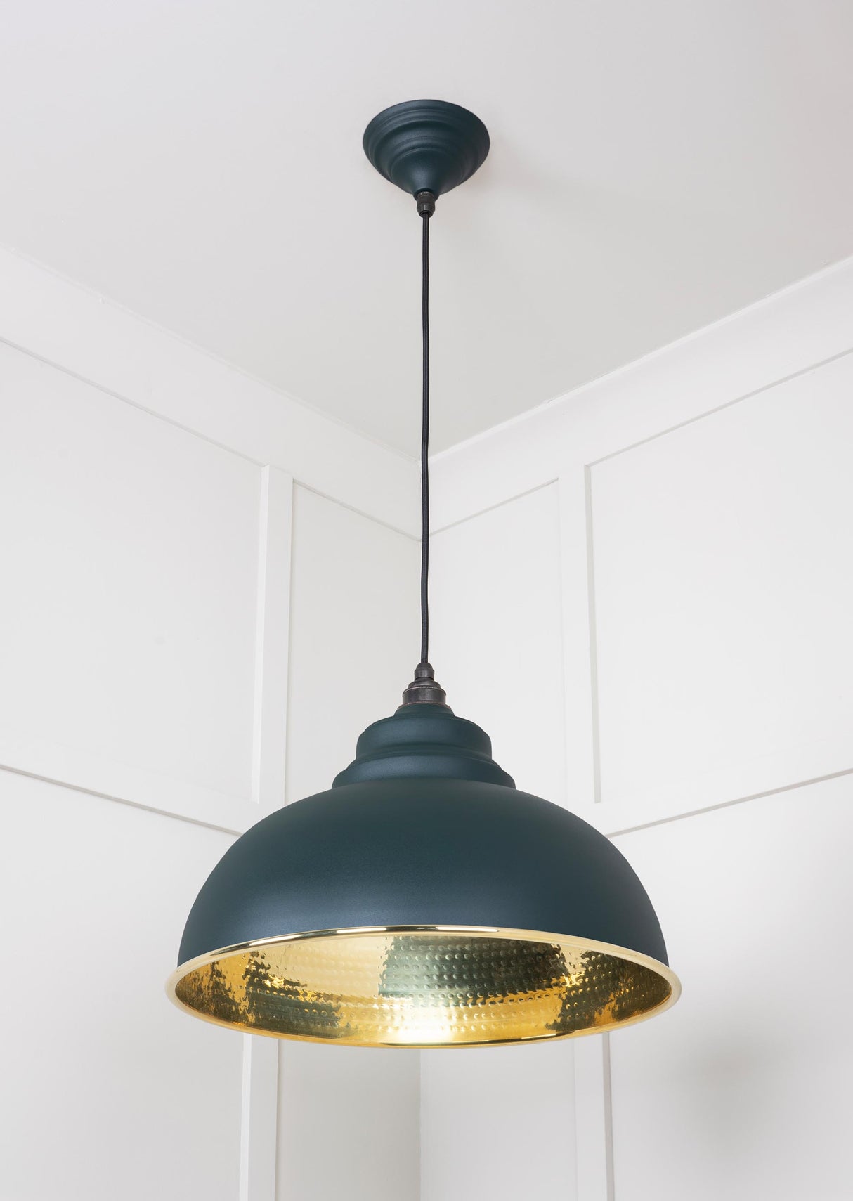 From The Anvil - Hammered Brass Harborne Pendant in Dingle | Sku. 49521DI | Trade Door Handles.