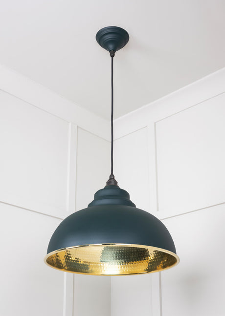 From The Anvil - Hammered Brass Harborne Pendant in Dingle | Sku. 49521DI | Trade Door Handles.