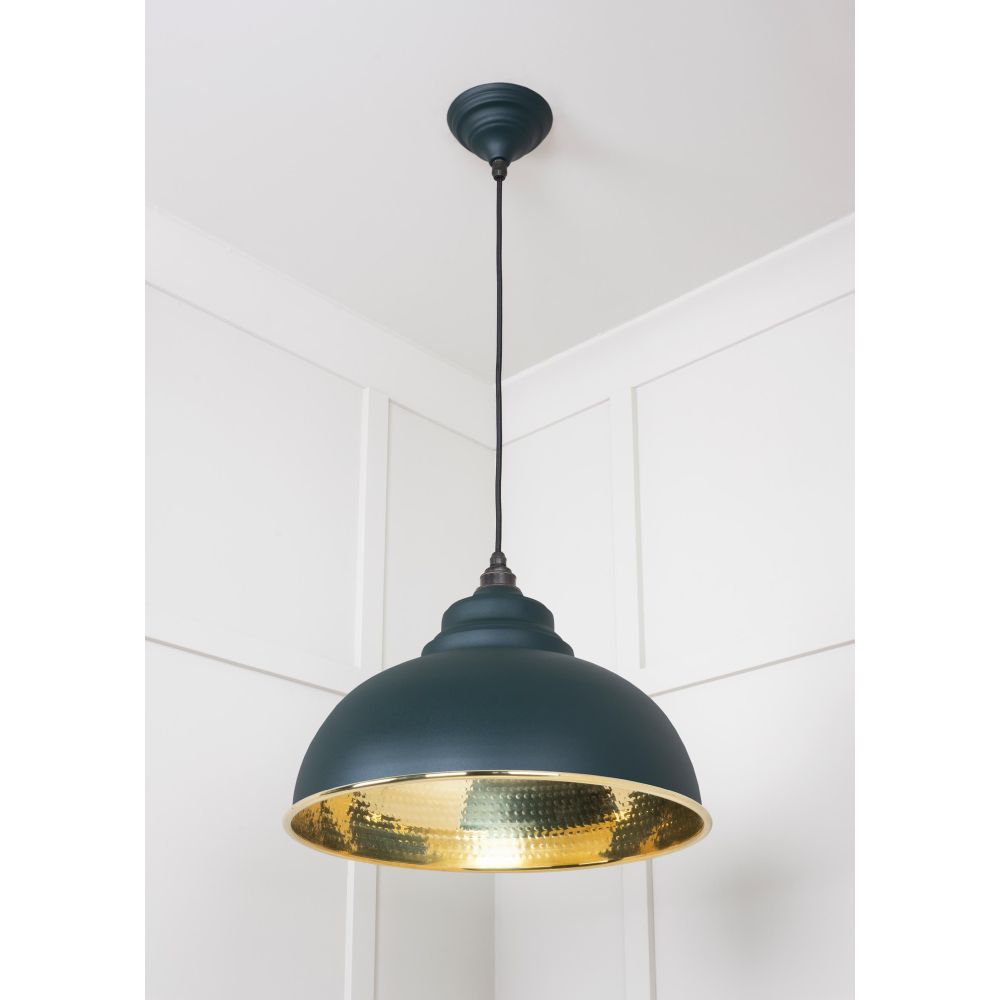 From The Anvil - Hammered Brass Harborne Pendant in Dingle | Sku. 49521DI | Trade Door Handles.