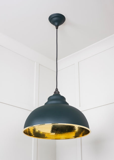 From The Anvil - Hammered Brass Harborne Pendant in Dingle | Sku. 49521DI | Trade Door Handles.