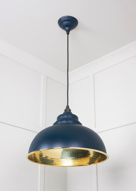From The Anvil - Hammered Brass Harborne Pendant in Dusk | Sku. 49521DU | Trade Door Handles.