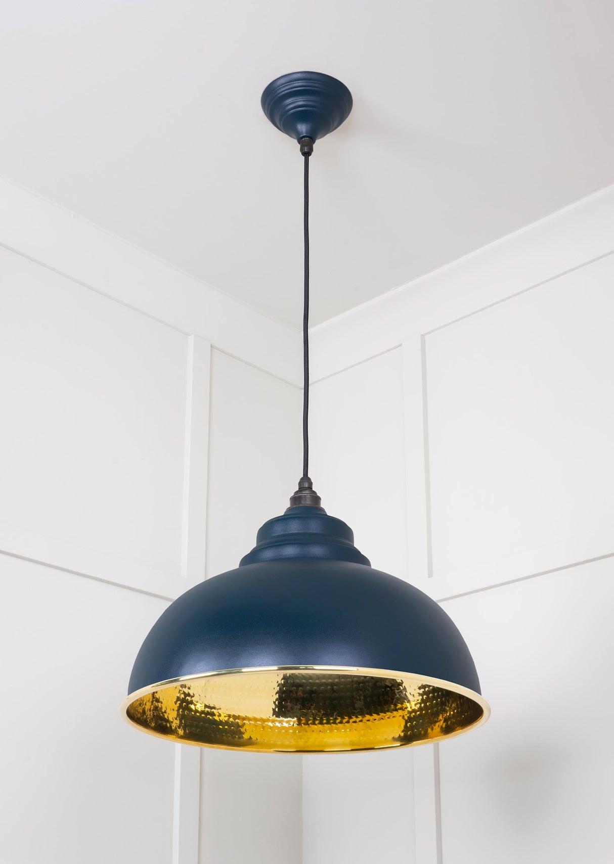 From The Anvil - Hammered Brass Harborne Pendant in Dusk | Sku. 49521DU | Trade Door Handles.