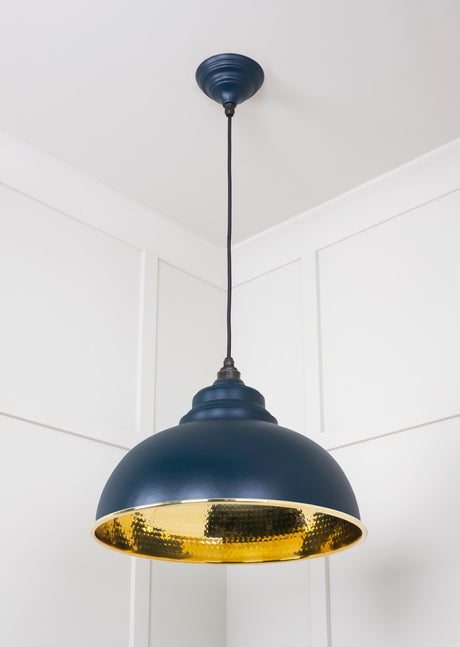 From The Anvil - Hammered Brass Harborne Pendant in Dusk | Sku. 49521DU | Trade Door Handles.