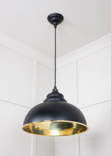 From The Anvil - Hammered Brass Harborne Pendant in Elan Black | Sku. 49521EB | Trade Door Handles.