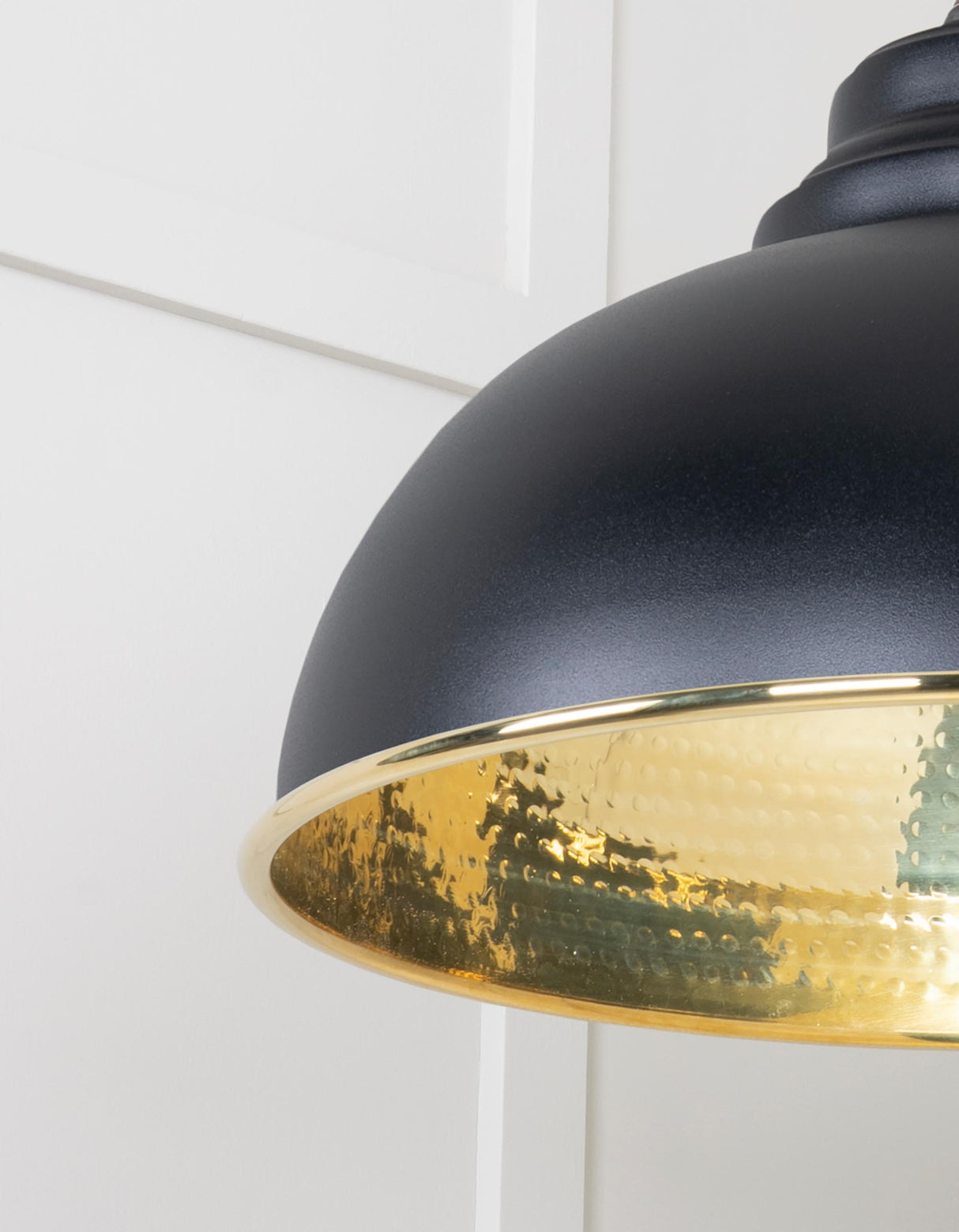 From The Anvil - Hammered Brass Harborne Pendant in Elan Black | Sku. 49521EB | Trade Door Handles.