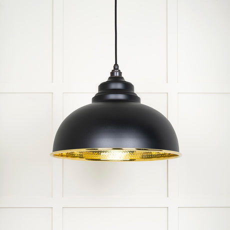 From The Anvil - Hammered Brass Harborne Pendant in Elan Black | Sku. 49521EB | Trade Door Handles.