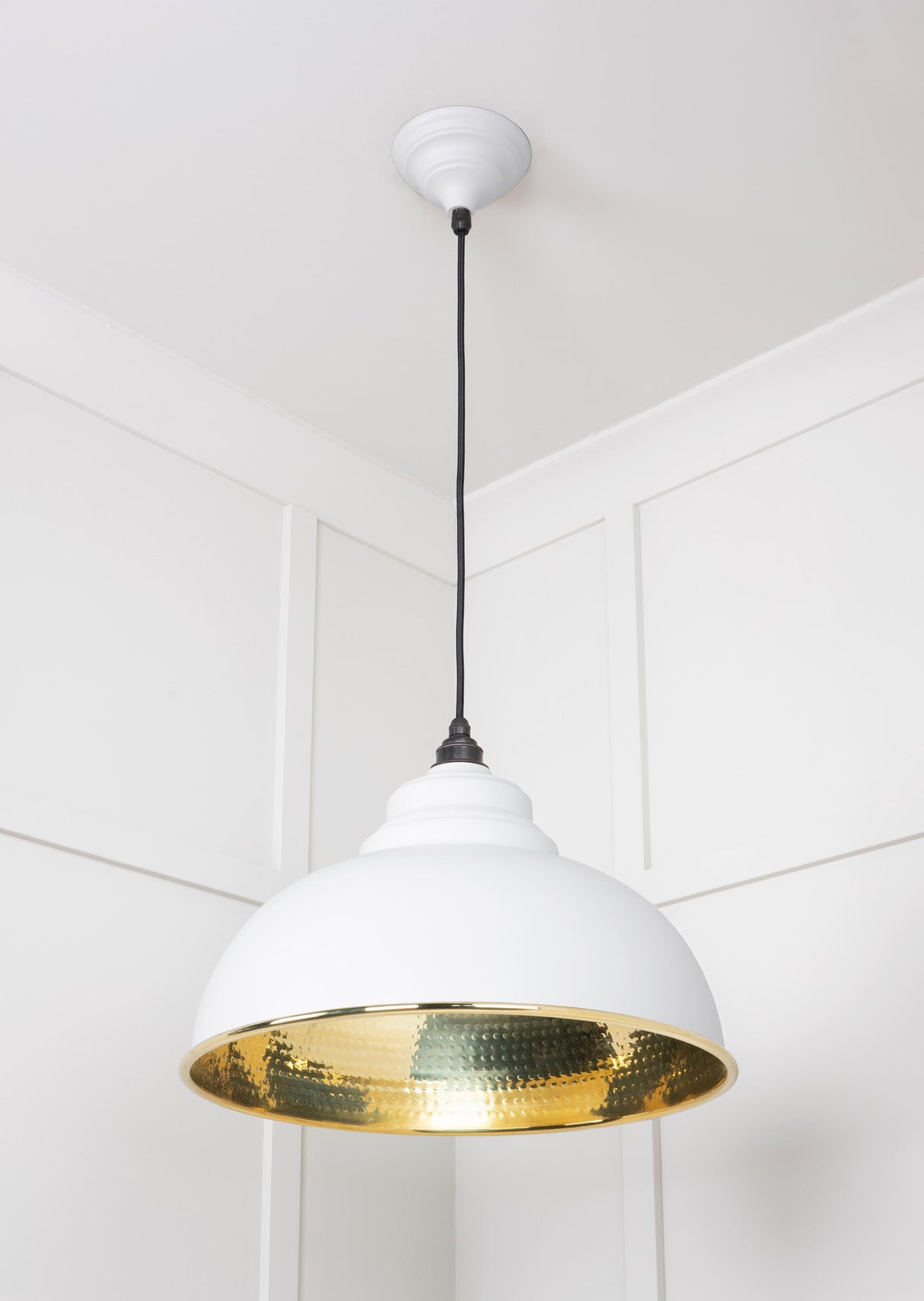 From The Anvil - Hammered Brass Harborne Pendant in Flock | Sku. 49521F | Trade Door Handles.