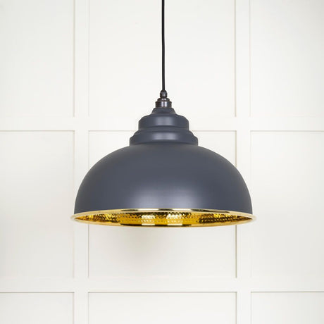 From The Anvil - Hammered Brass Harborne Pendant in Slate | Sku. 49521SL | Trade Door Handles.