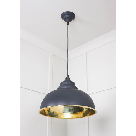 From The Anvil - Hammered Brass Harborne Pendant in Slate | Sku. 49521SL | Trade Door Handles.