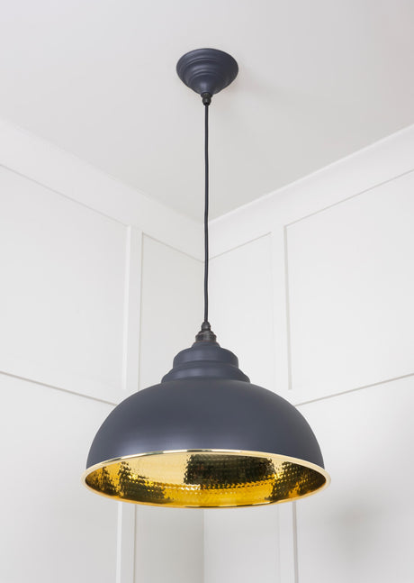 From The Anvil - Hammered Brass Harborne Pendant in Slate | Sku. 49521SL | Trade Door Handles.