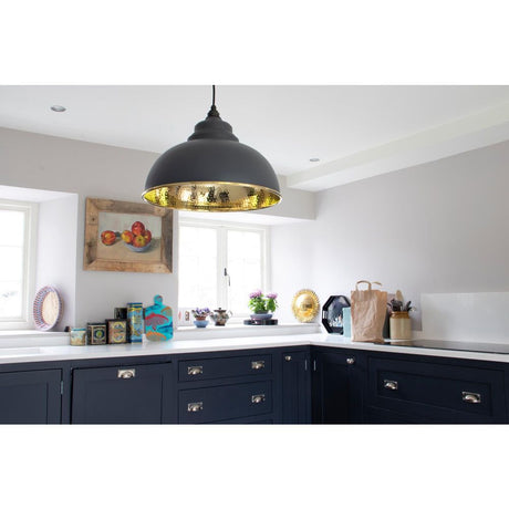 From The Anvil - Hammered Brass Harborne Pendant in Slate | Sku. 49521SL | Trade Door Handles.
