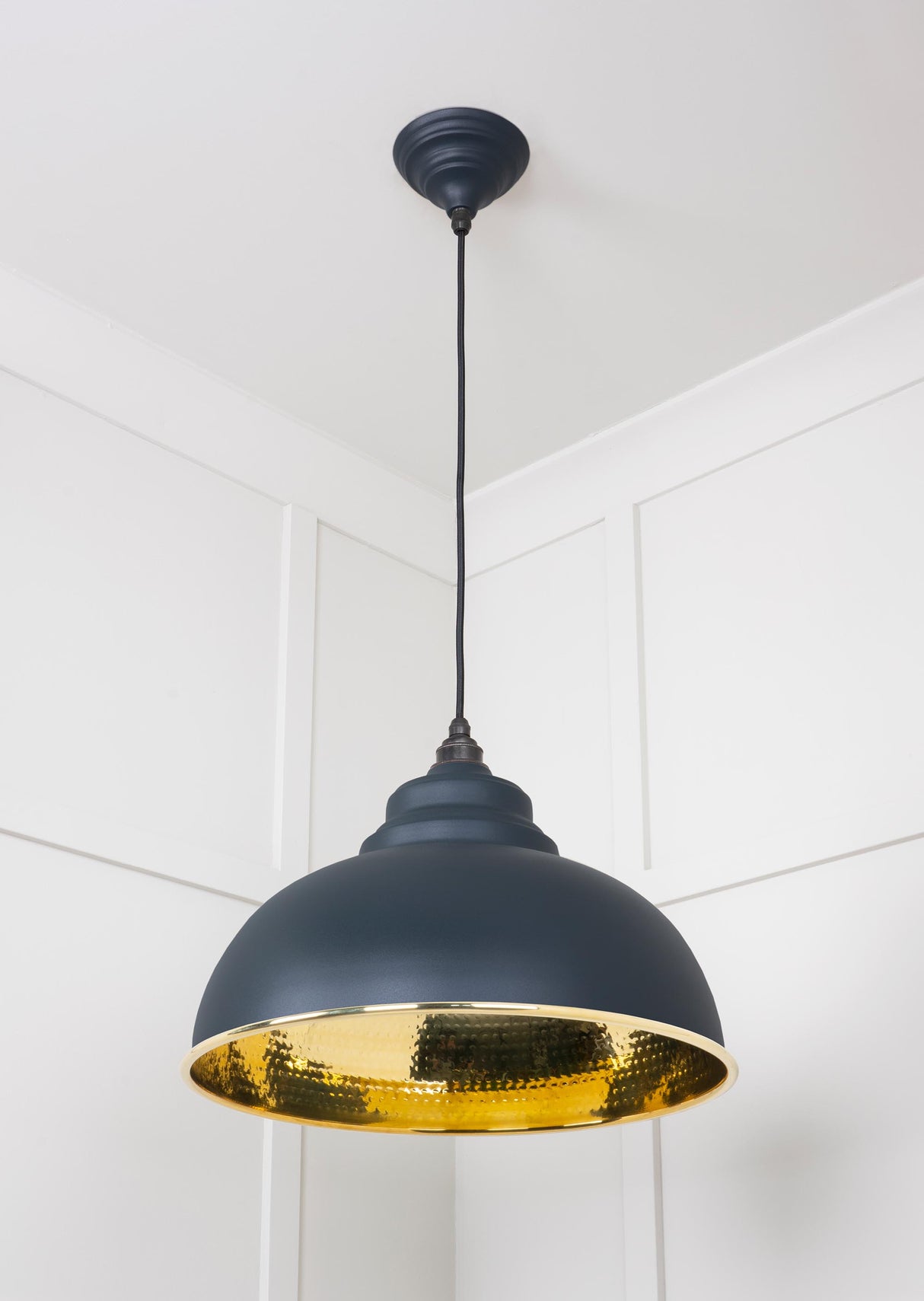 From The Anvil - Hammered Brass Harborne Pendant in Soot | Sku. 49521SO | Trade Door Handles.