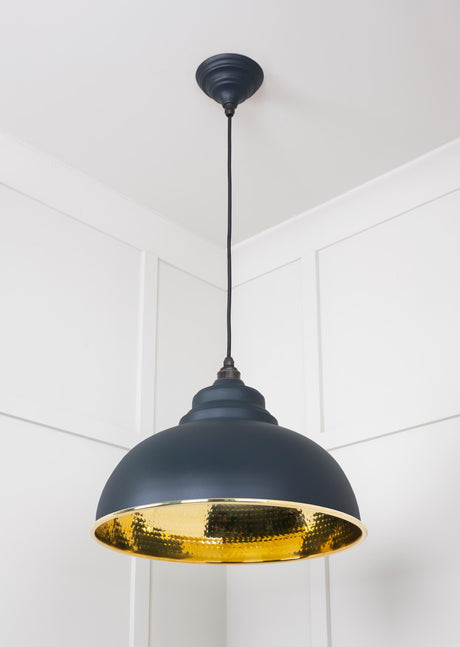 From The Anvil - Hammered Brass Harborne Pendant in Soot | Sku. 49521SO | Trade Door Handles.