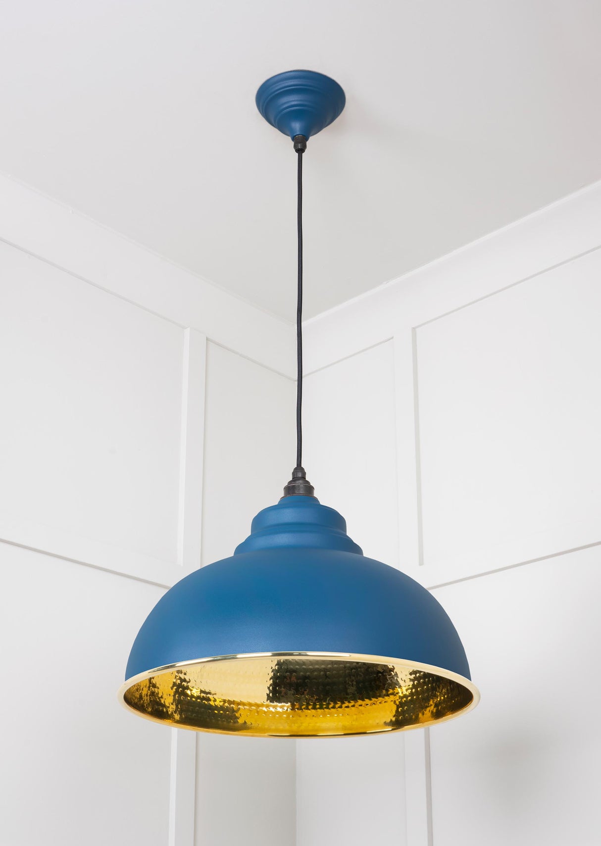 From The Anvil - Hammered Brass Harborne Pendant in Upstream | Sku. 49521U | Trade Door Handles.