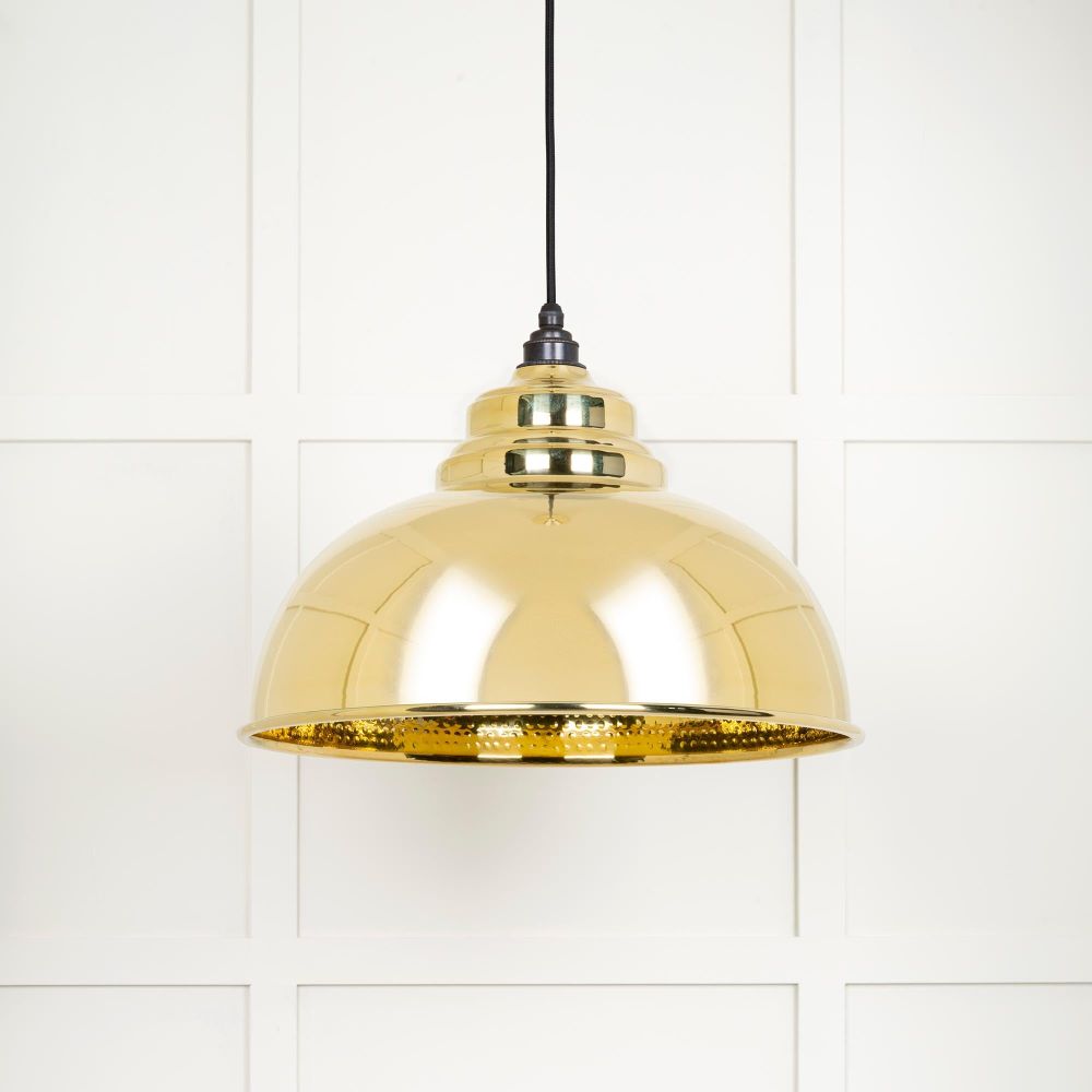 From The Anvil - Hammered Brass Harborne Pendant | Sku. 49521 | Trade Door Handles.
