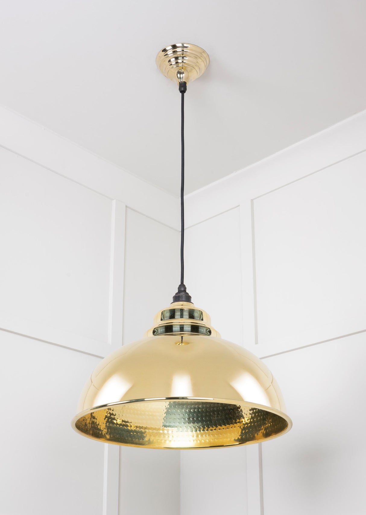 From The Anvil - Hammered Brass Harborne Pendant | Sku. 49521 | Trade Door Handles.