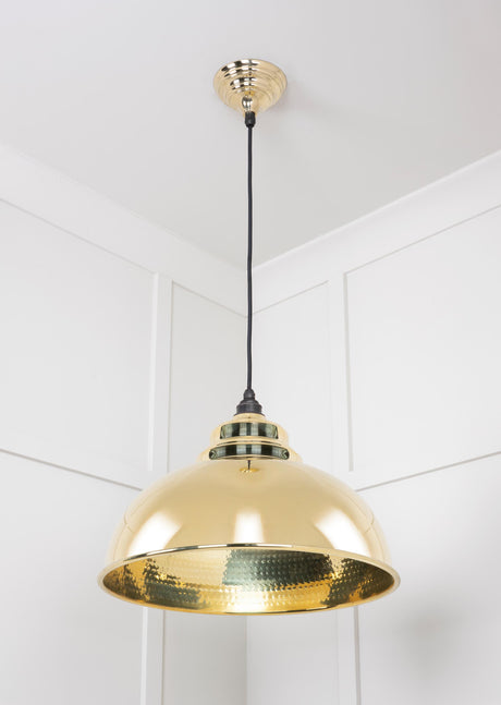 From The Anvil - Hammered Brass Harborne Pendant | Sku. 49521 | Trade Door Handles.