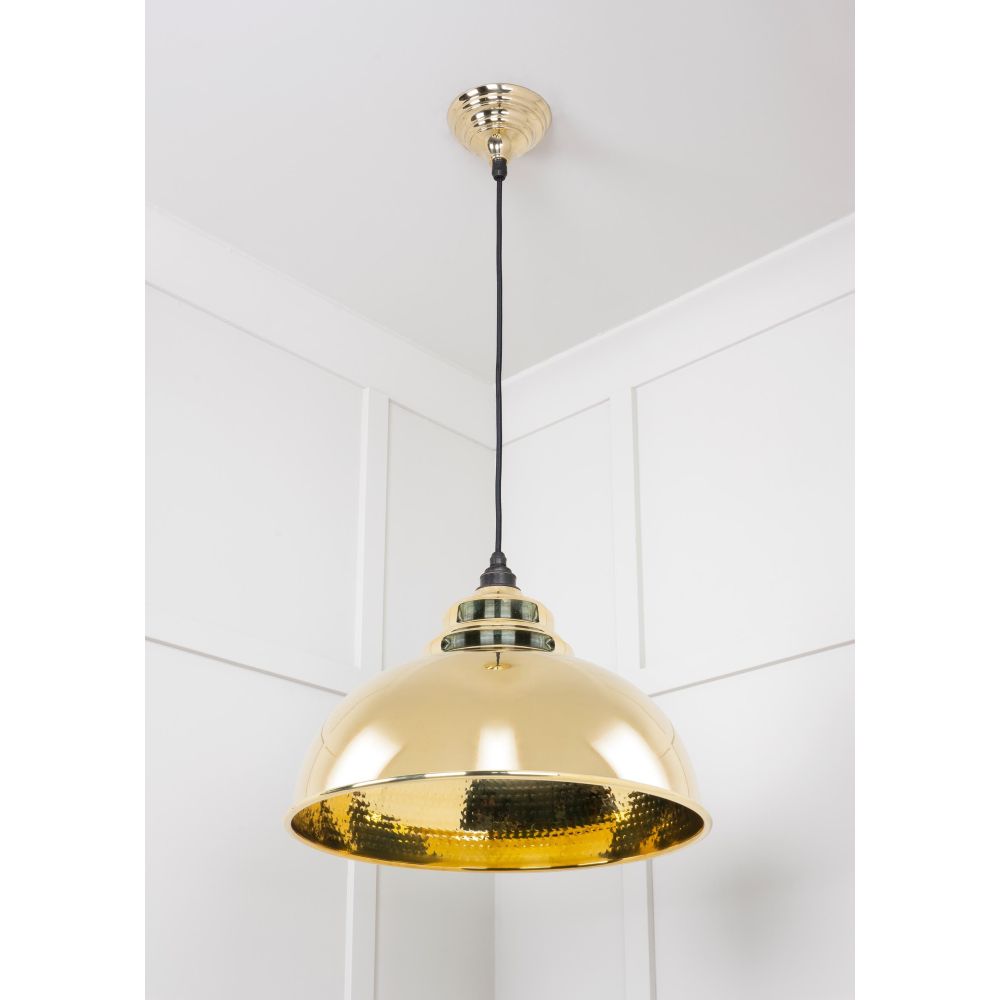 From The Anvil - Hammered Brass Harborne Pendant | Sku. 49521 | Trade Door Handles.