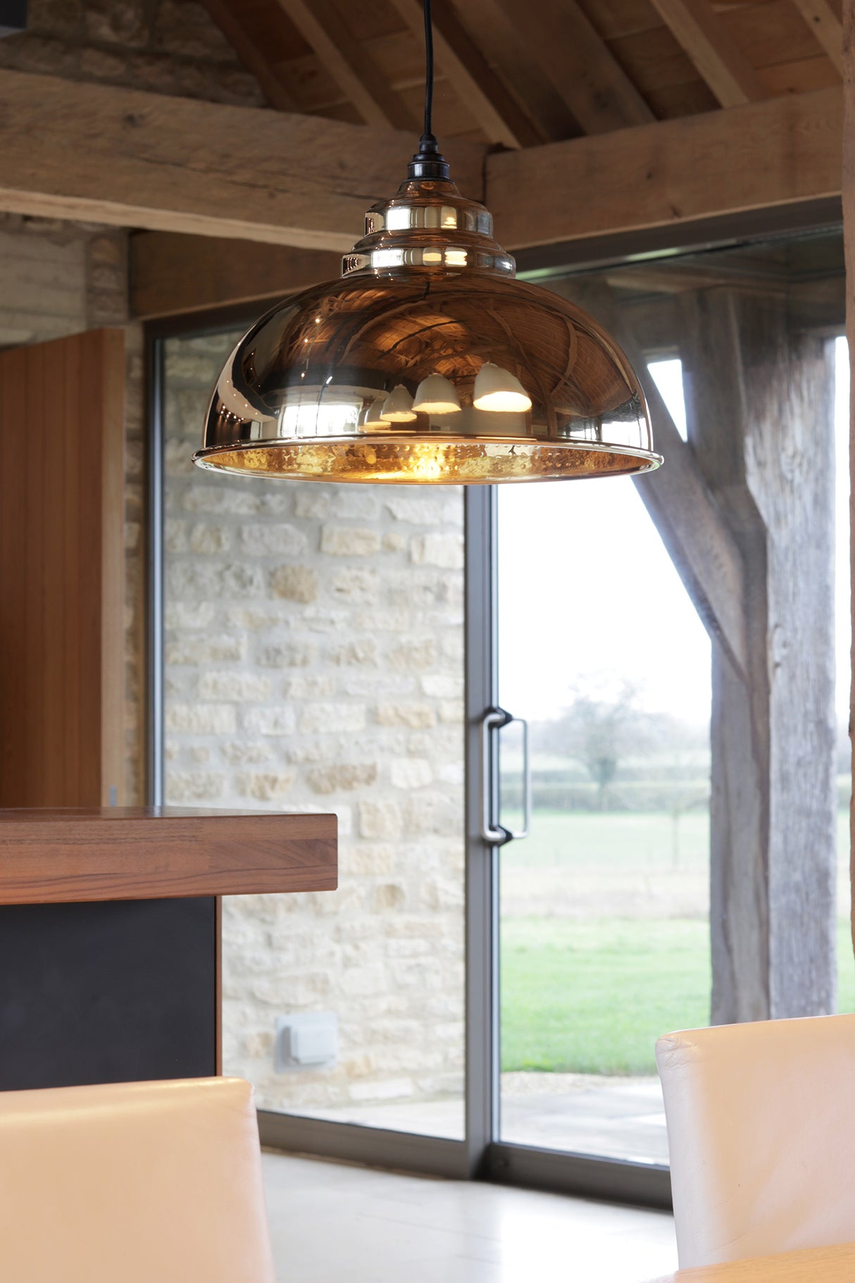 From The Anvil - Hammered Brass Harborne Pendant | Sku. 49521 | Trade Door Handles.