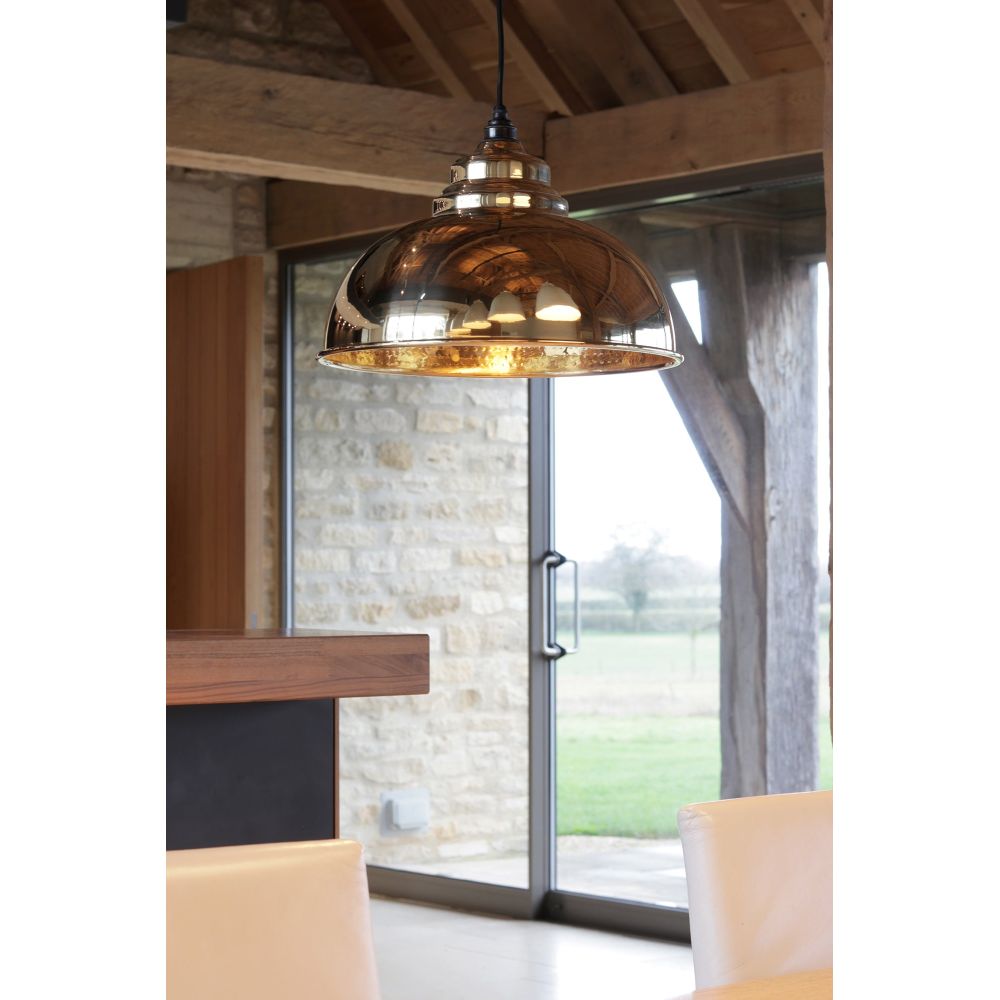 From The Anvil - Hammered Brass Harborne Pendant | Sku. 49521 | Trade Door Handles.