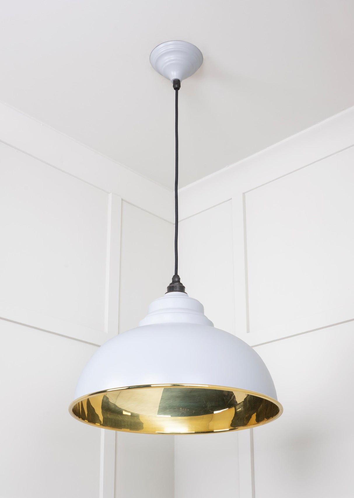 From The Anvil - Smooth Brass Harborne Pendant in Birch | Sku. 49522BI | Trade Door Handles.