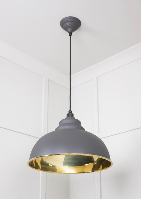 From The Anvil - Smooth Brass Harborne Pendant in Bluff | Sku. 49522BL | Trade Door Handles.
