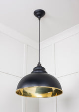 From The Anvil - Smooth Brass Harborne Pendant in Elan Black | Sku. 49522EB | Trade Door Handles.