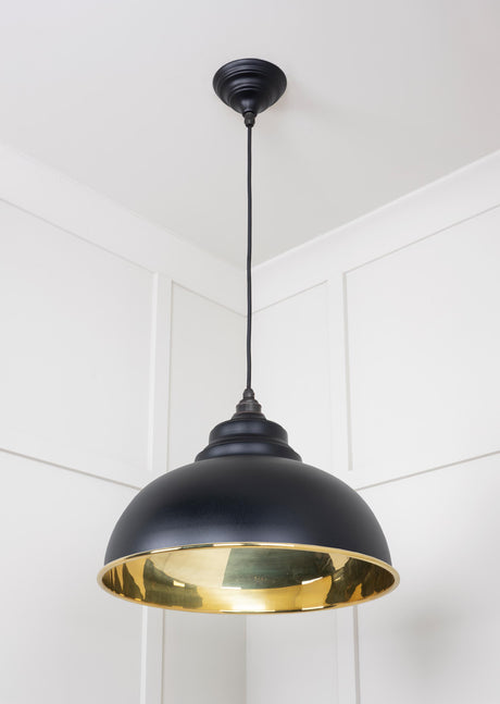From The Anvil - Smooth Brass Harborne Pendant in Elan Black | Sku. 49522EB | Trade Door Handles.