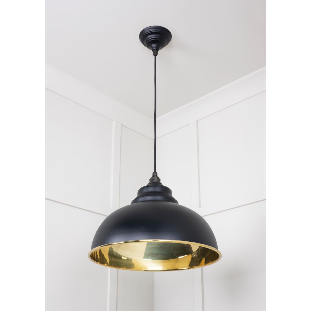 From The Anvil - Smooth Brass Harborne Pendant in Elan Black | Sku. 49522EB | Trade Door Handles.