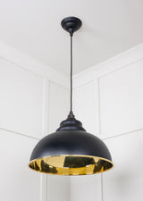 From The Anvil - Smooth Brass Harborne Pendant in Elan Black | Sku. 49522EB | Trade Door Handles.