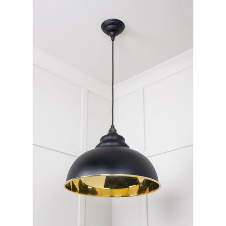 From The Anvil - Smooth Brass Harborne Pendant in Elan Black | Sku. 49522EB | Trade Door Handles.
