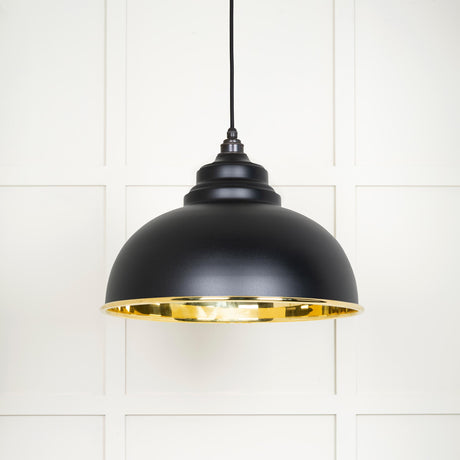 From The Anvil - Smooth Brass Harborne Pendant in Elan Black | Sku. 49522EB | Trade Door Handles.
