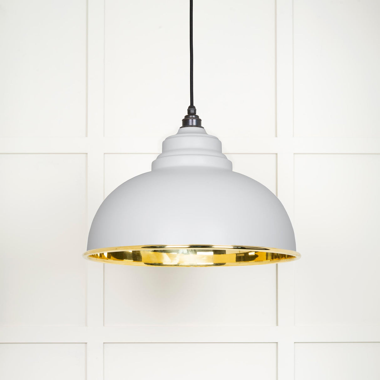 From The Anvil - Smooth Brass Harborne Pendant in Flock | Sku. 49522F | Trade Door Handles.