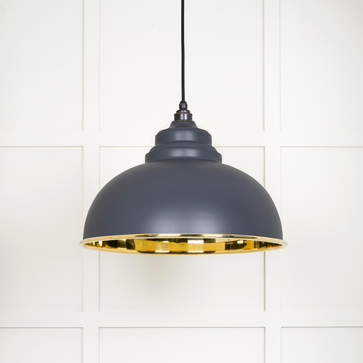 From The Anvil - Smooth Brass Harborne Pendant in Slate | Sku. 49522SL | Trade Door Handles.