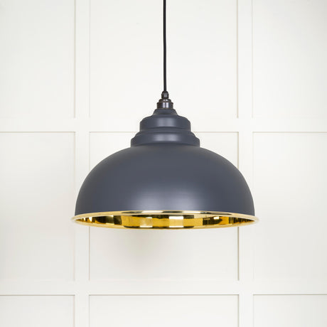 From The Anvil - Smooth Brass Harborne Pendant in Slate | Sku. 49522SL | Trade Door Handles.