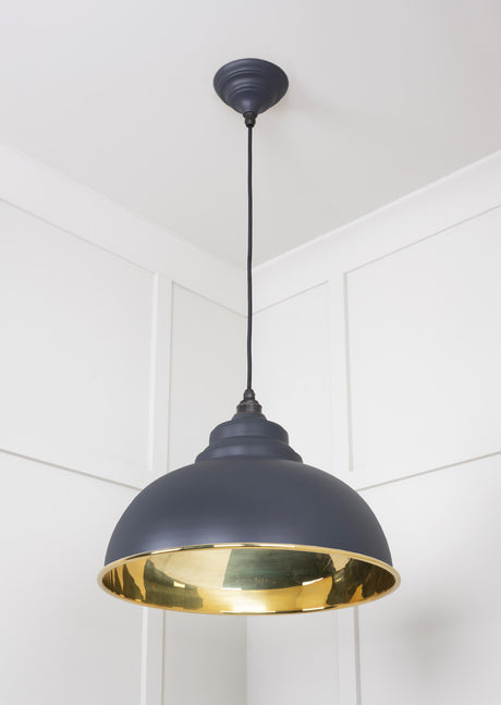 From The Anvil - Smooth Brass Harborne Pendant in Slate | Sku. 49522SL | Trade Door Handles.