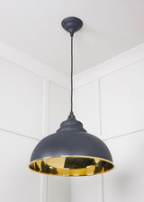 From The Anvil - Smooth Brass Harborne Pendant in Slate | Sku. 49522SL | Trade Door Handles.