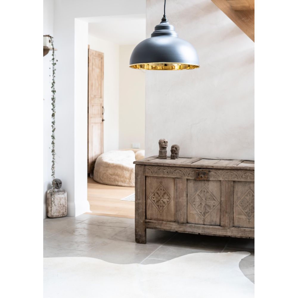 From The Anvil - Smooth Brass Harborne Pendant in Slate | Sku. 49522SL | Trade Door Handles.