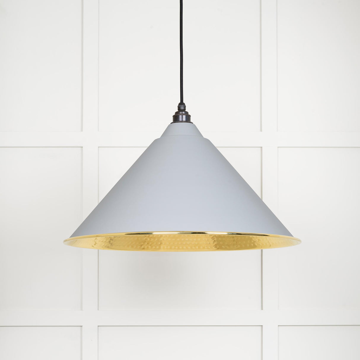 From The Anvil - Hammered Brass Hockley Pendant in Birch | Sku. 49523BI | Trade Door Handles.