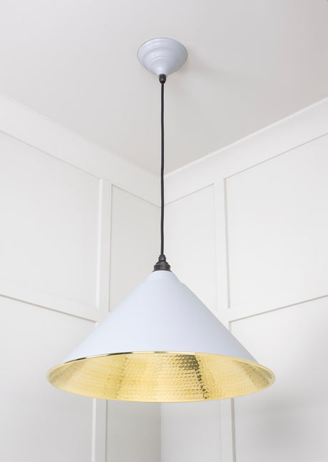 From The Anvil - Hammered Brass Hockley Pendant in Birch | Sku. 49523BI | Trade Door Handles.