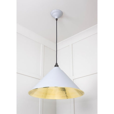 From The Anvil - Hammered Brass Hockley Pendant in Birch | Sku. 49523BI | Trade Door Handles.