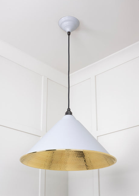 From The Anvil - Hammered Brass Hockley Pendant in Birch | Sku. 49523BI | Trade Door Handles.