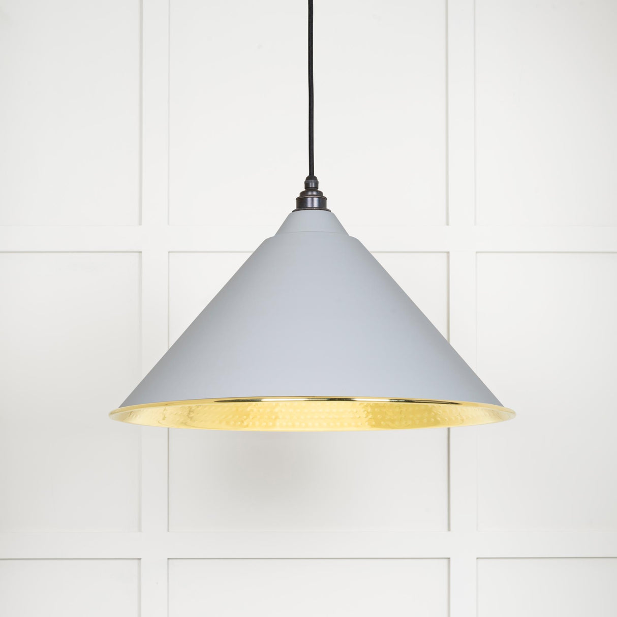 From The Anvil - Hammered Brass Hockley Pendant in Birch | Sku. 49523BI | Trade Door Handles.