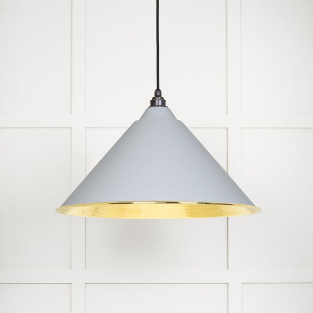 From The Anvil - Hammered Brass Hockley Pendant in Birch | Sku. 49523BI | Trade Door Handles.