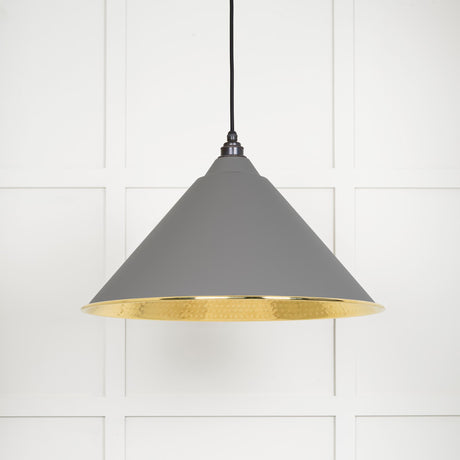 From The Anvil - Hammered Brass Hockley Pendant in Bluff | Sku. 49523BL | Trade Door Handles.