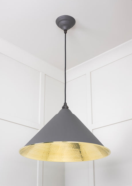 From The Anvil - Hammered Brass Hockley Pendant in Bluff | Sku. 49523BL | Trade Door Handles.