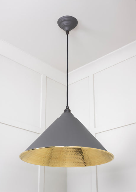 From The Anvil - Hammered Brass Hockley Pendant in Bluff | Sku. 49523BL | Trade Door Handles.