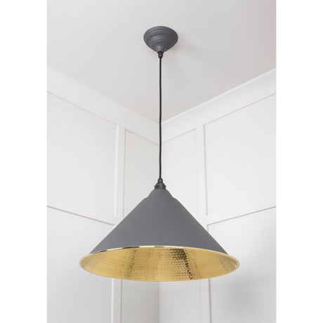 From The Anvil - Hammered Brass Hockley Pendant in Bluff | Sku. 49523BL | Trade Door Handles.